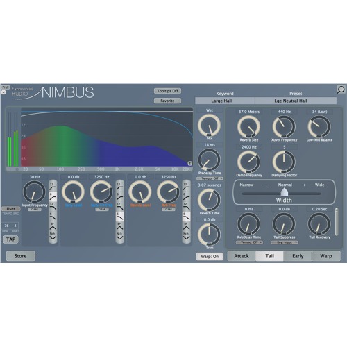 Exponential Audio NIMBUS Stereo Reverb Plug-in / 스테레오 리버브 플러그인, 1,200가지 이상의 프리셋 / 정품
